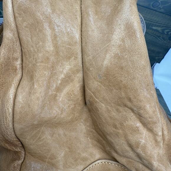 Aleanto Collezioni Italy Camel Leather Satchel Purse Handbag Studded Handle Read - Picture 14 of 15